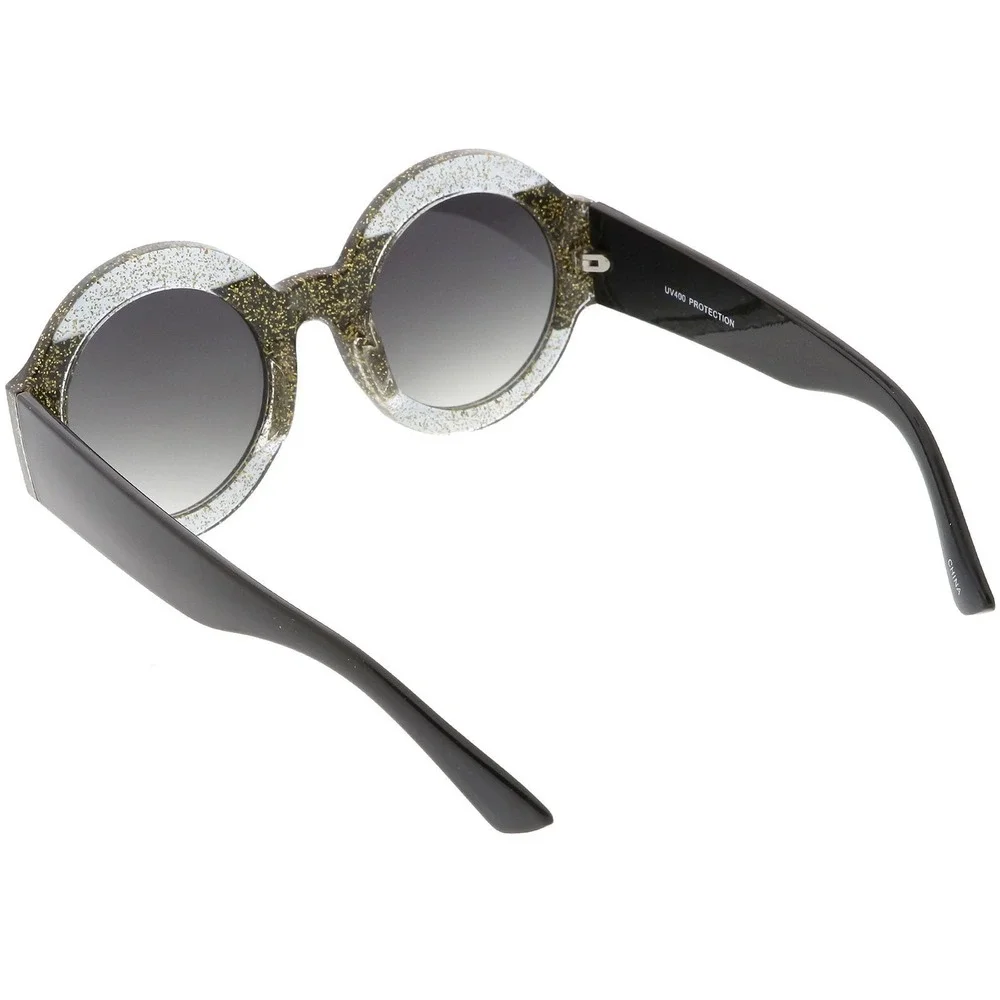 Round Glitter Sunglasses Women Fashion Statement Sun‎ Glasses UV400 Protection